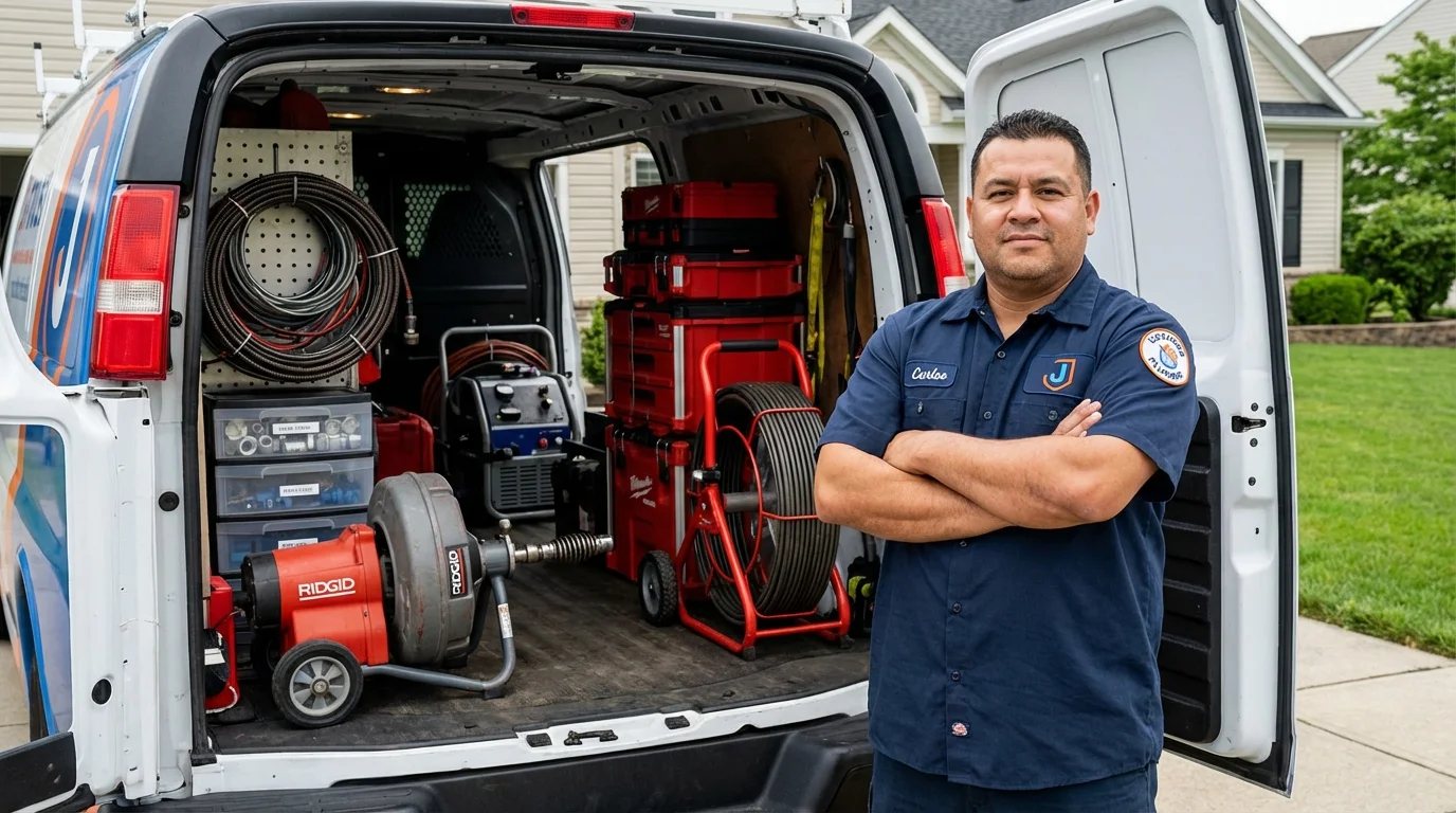 Professional drain cleaning equipment and Johns Plumbing LLC plumber in Cassville
