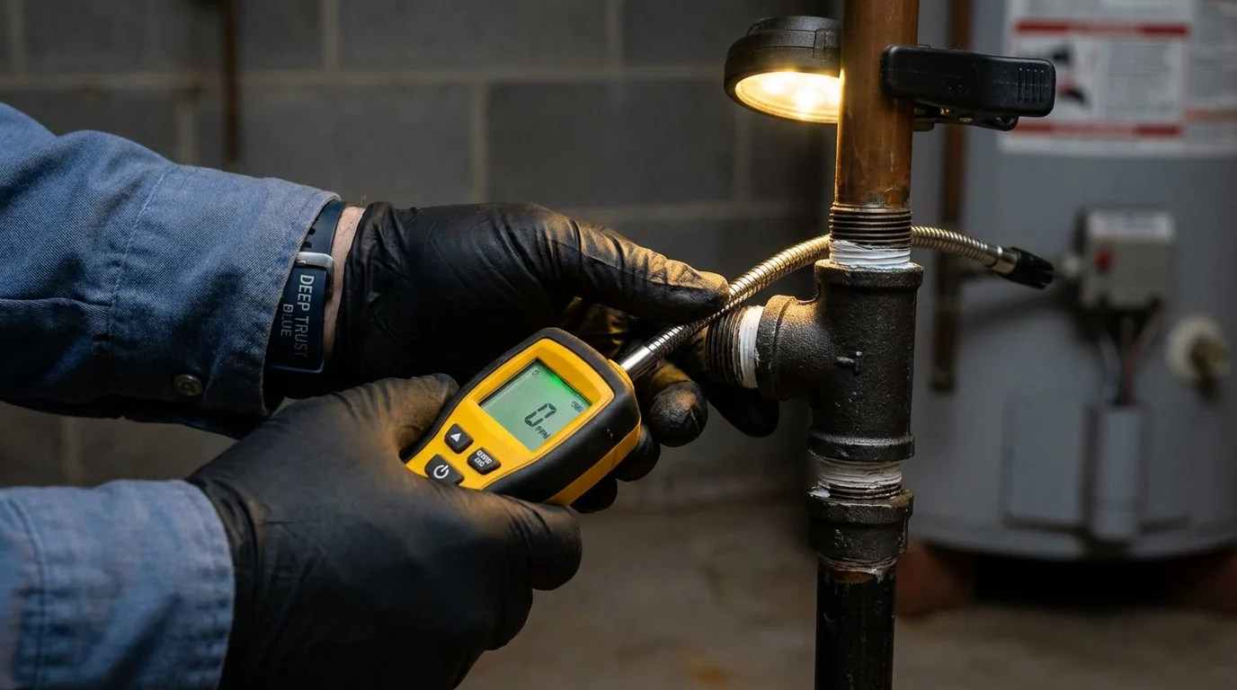 Gas leak detection with electronic sniffer by Johns Plumbing LLC in Cassville
