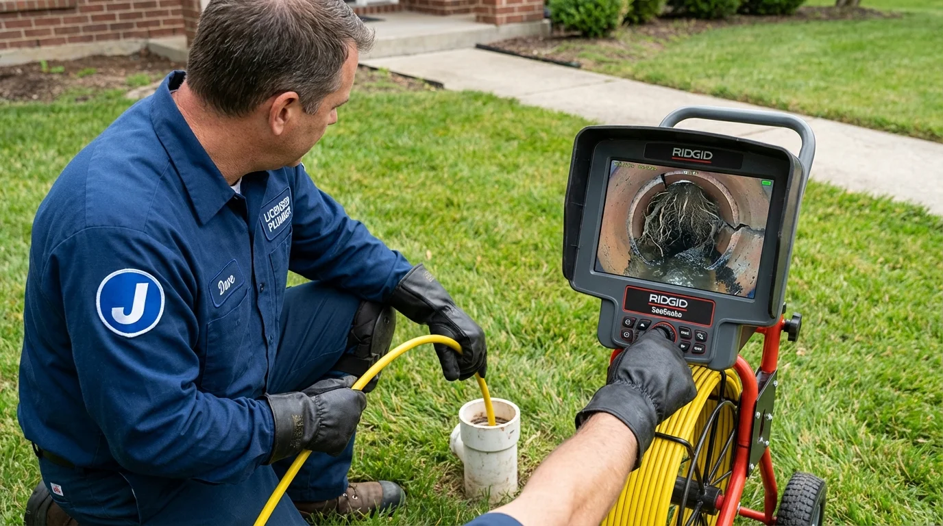 Sewer camera inspection being performed by Johns Plumbing LLC in Cassville