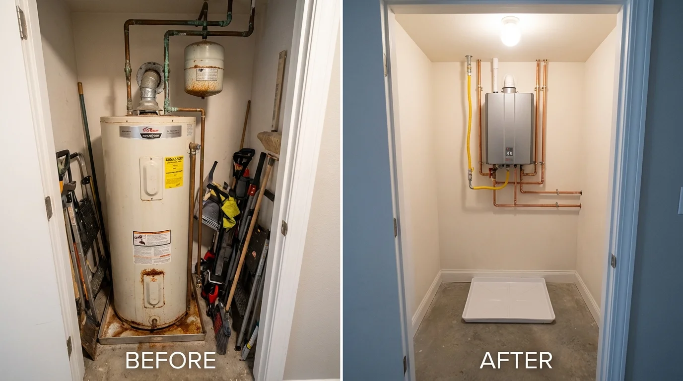 Tank water heater versus wall-mounted tankless unit comparison for Cassville, MO homeowners